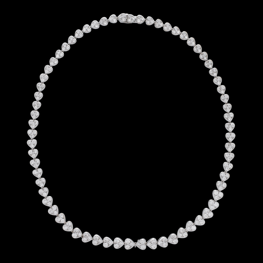 18k Gold and Diamond Heart Link Necklace, Signed VCA
