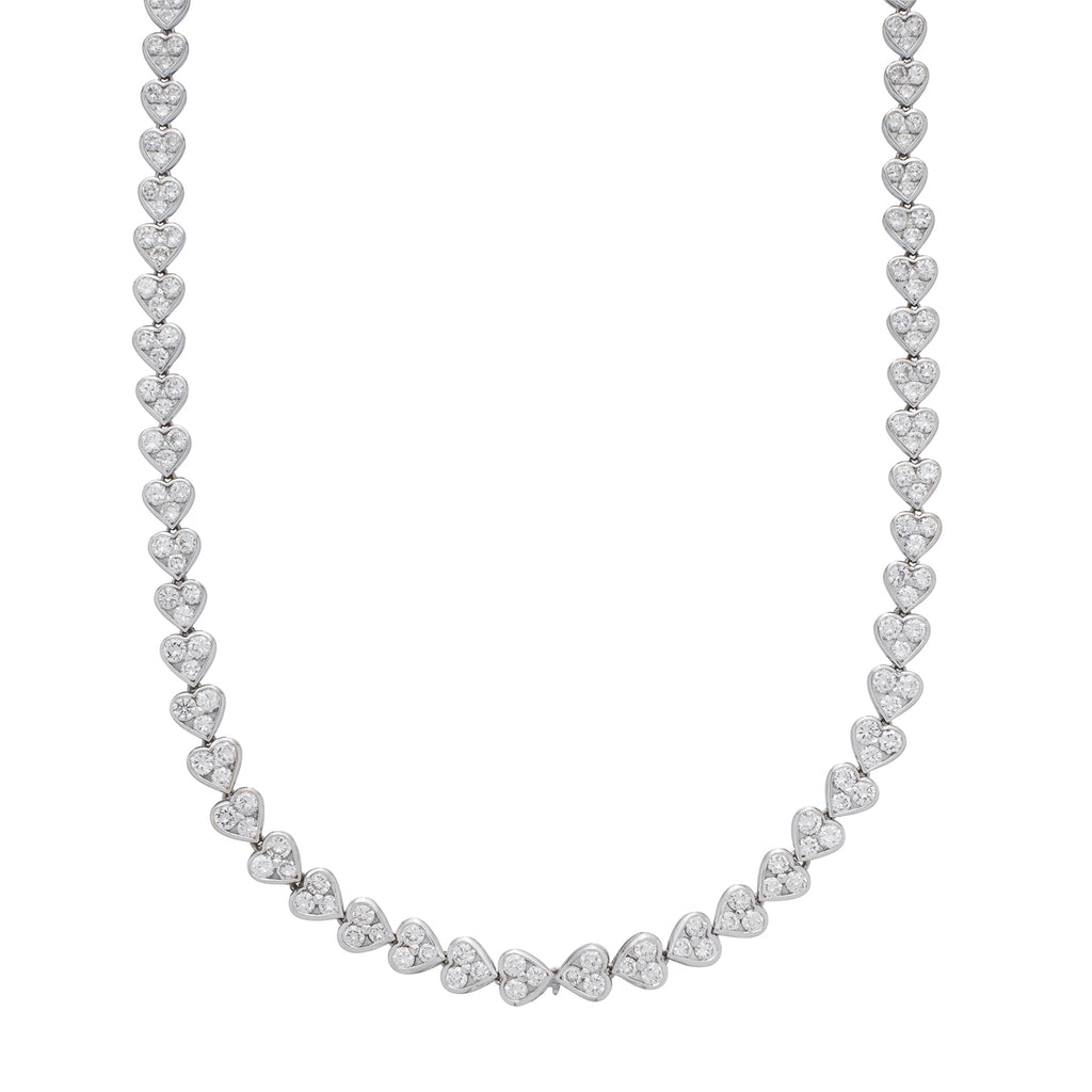 18k Gold and Diamond Heart Link Necklace, Signed VCA