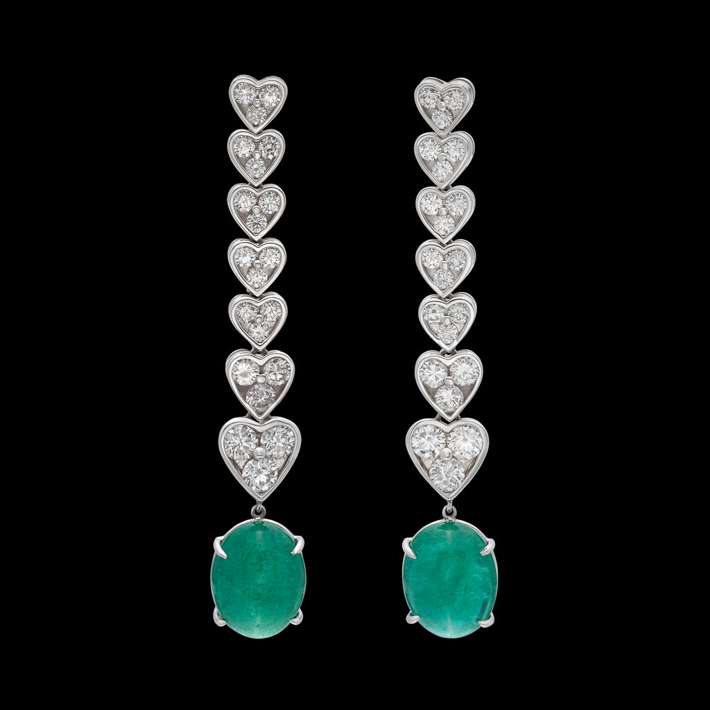 Diamond & Emerald Drop Earrings
