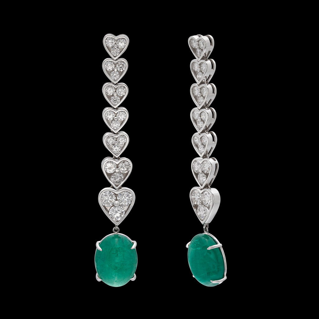 Diamond & Emerald Drop Earrings