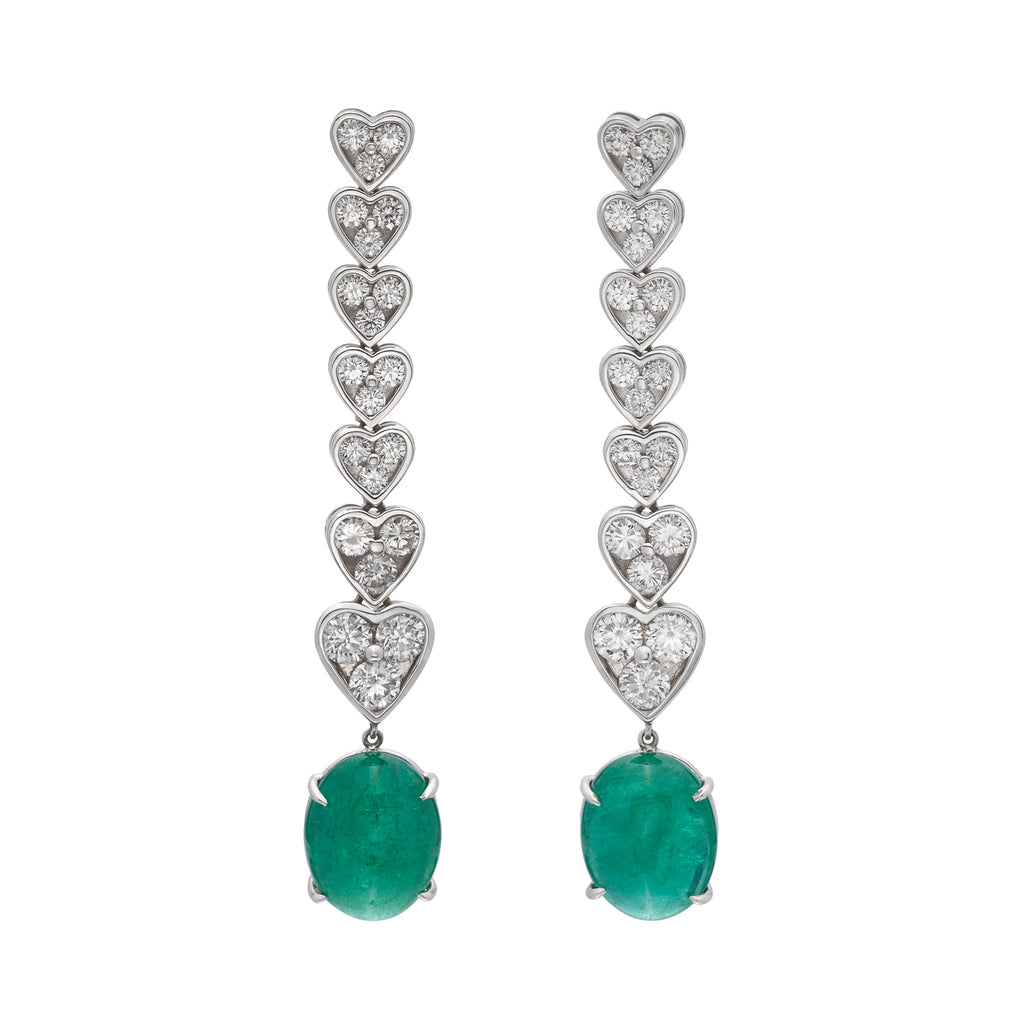 Diamond & Emerald Drop Earrings