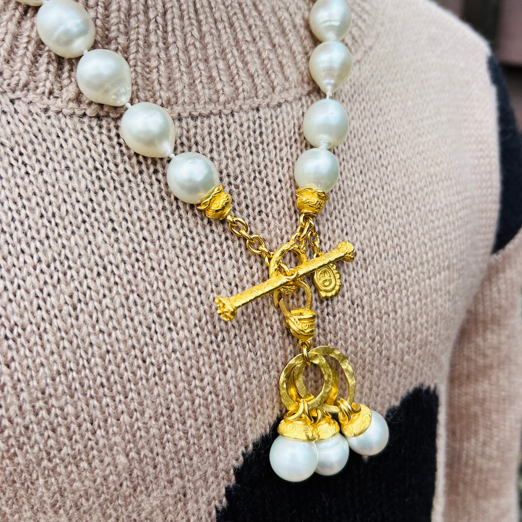 Denise Robergé 22k Gold and Baroque South Sea Cultured Pearl Necklace