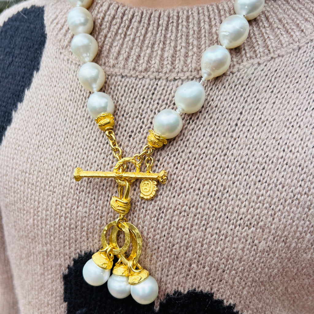 Denise Robergé 22k Gold and Baroque South Sea Cultured Pearl Necklace