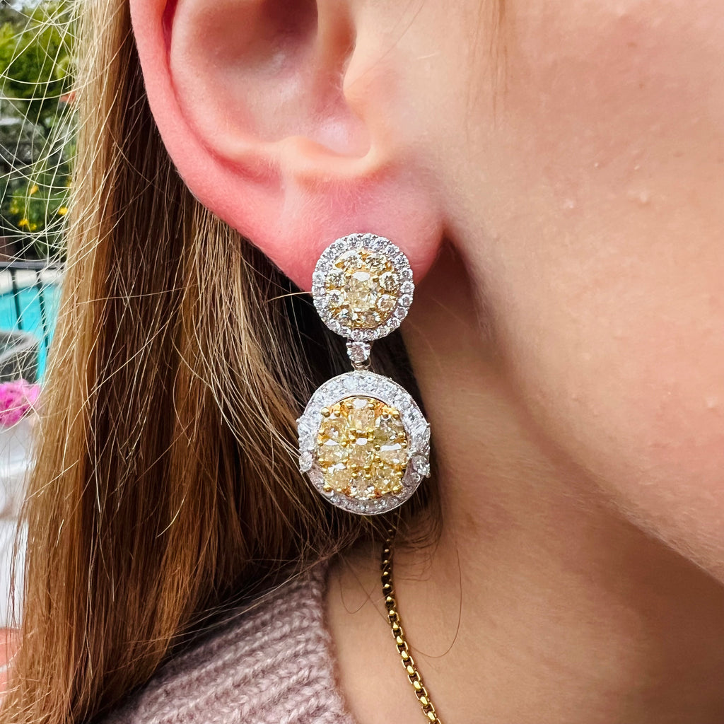 18kt Yellow and White Diamond Drop Earrings