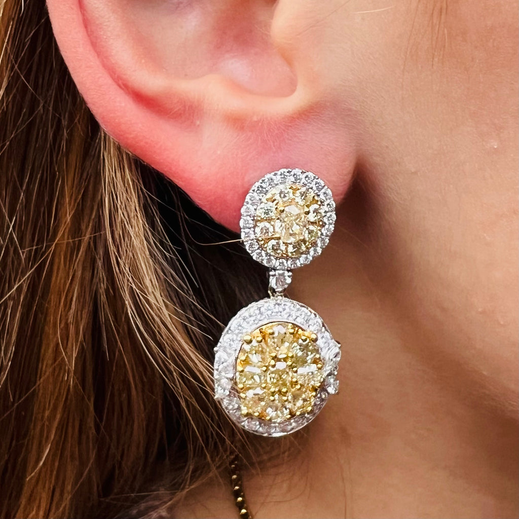 18kt Yellow and White Diamond Drop Earrings