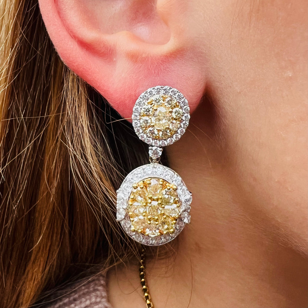 18kt Yellow and White Diamond Drop Earrings