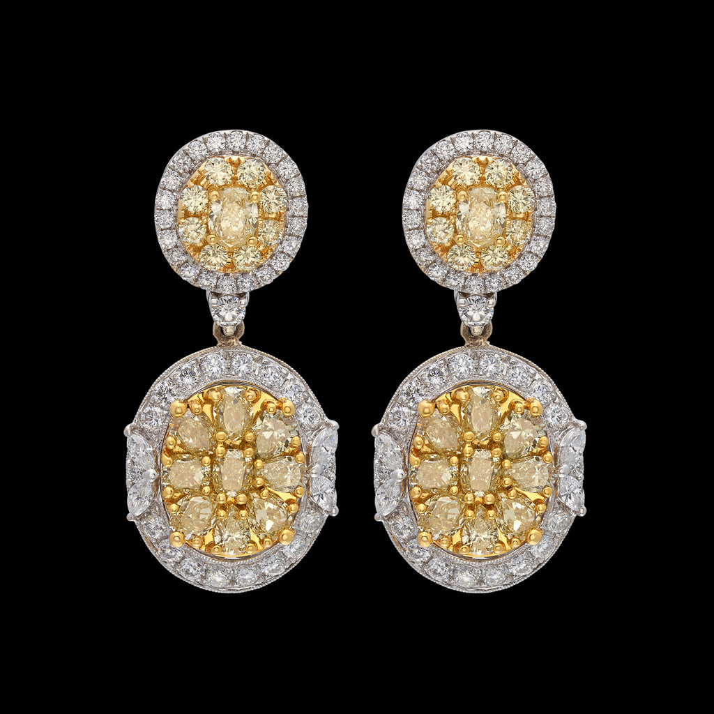 18kt Yellow and White Diamond Drop Earrings