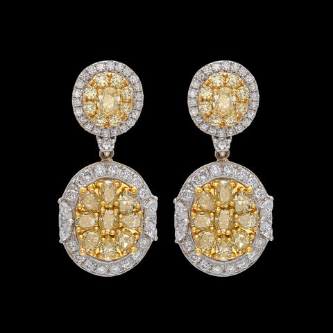 18kt Yellow and White Diamond Drop Earrings