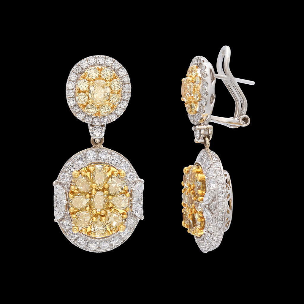 18kt Yellow and White Diamond Drop Earrings