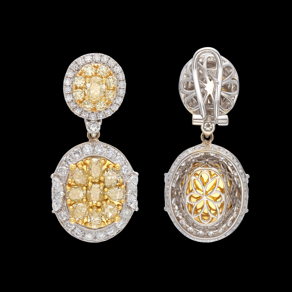 18kt Yellow and White Diamond Drop Earrings