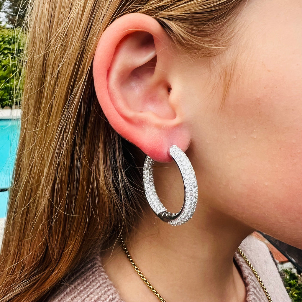 18k White Gold and Diamond Inside/Out Earrings