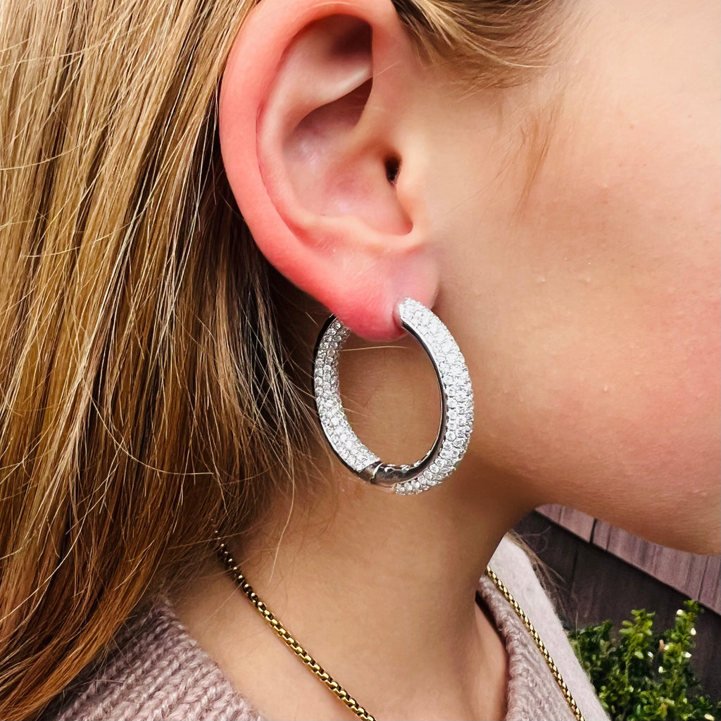 18k White Gold and Diamond Inside/Out Earrings