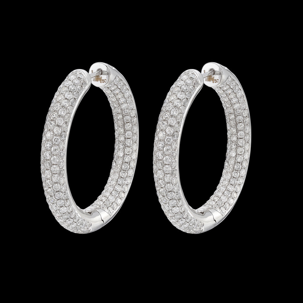 18k White Gold and Diamond Inside/Out Earrings