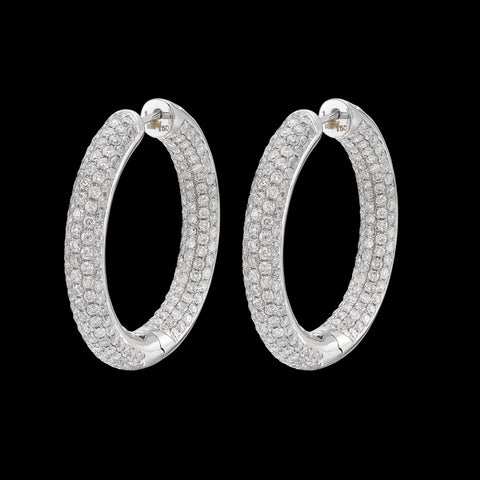 18k White Gold and Diamond Inside/Out Earrings
