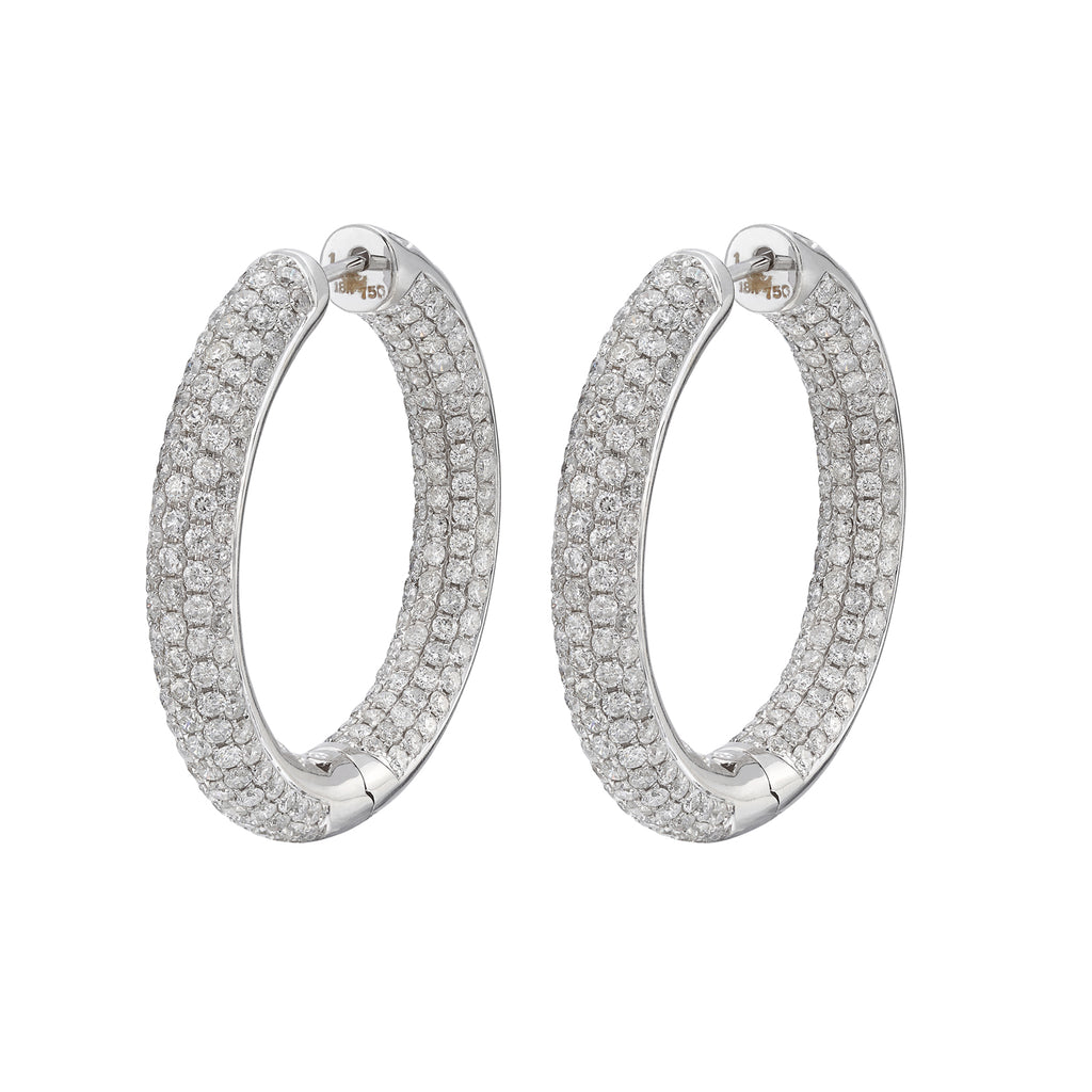 18k White Gold and Diamond Inside/Out Earrings