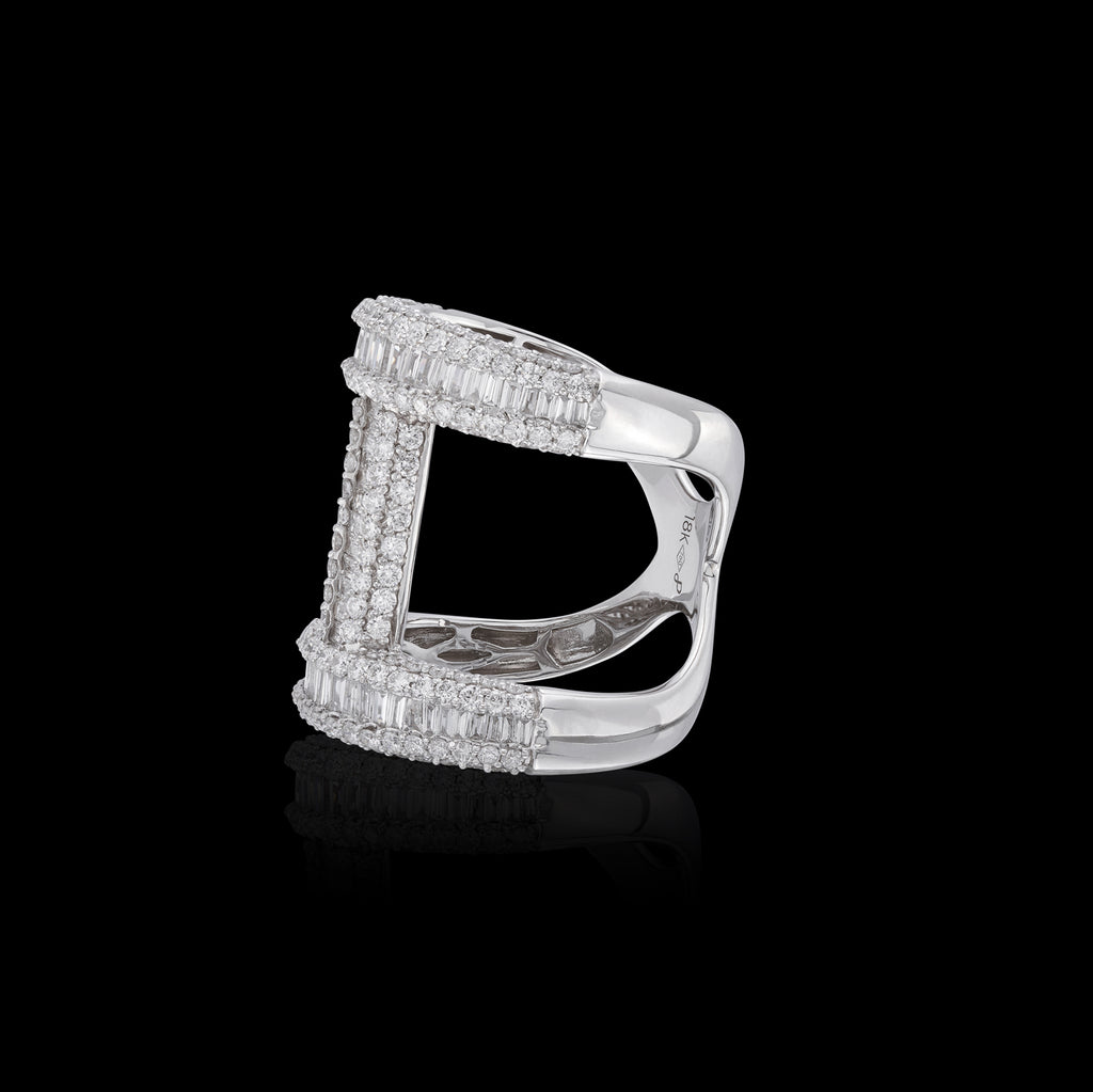18k White Gold and Diamond Vertical Bar Ring