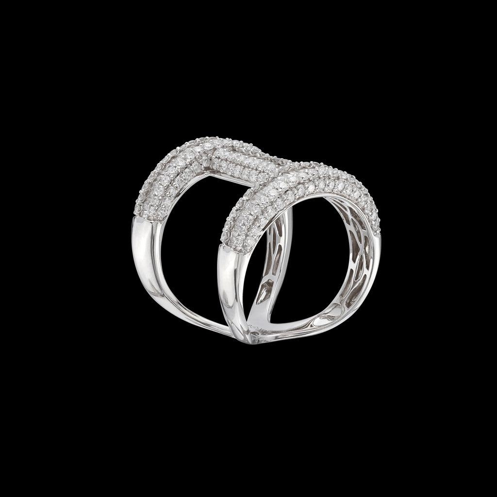 18k White Gold and Diamond Vertical Bar Ring