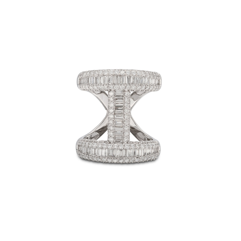 18k White Gold and Diamond Vertical Bar Ring