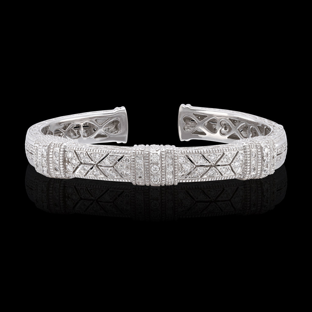 Judith Ripka Diamond and 18k White Gold Cuff Bangle