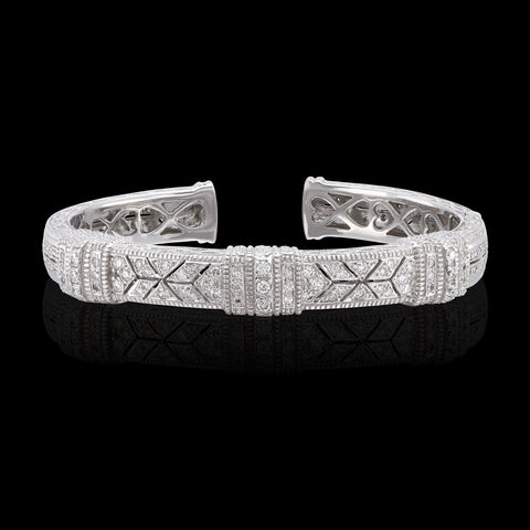 Judith Ripka Diamond and 18k White Gold Cuff Bangle
