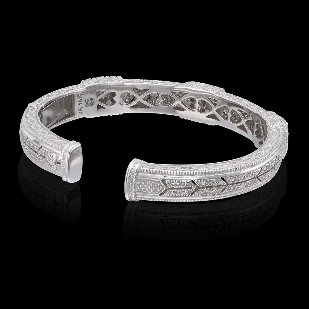 Judith Ripka Diamond and 18k White Gold Cuff Bangle