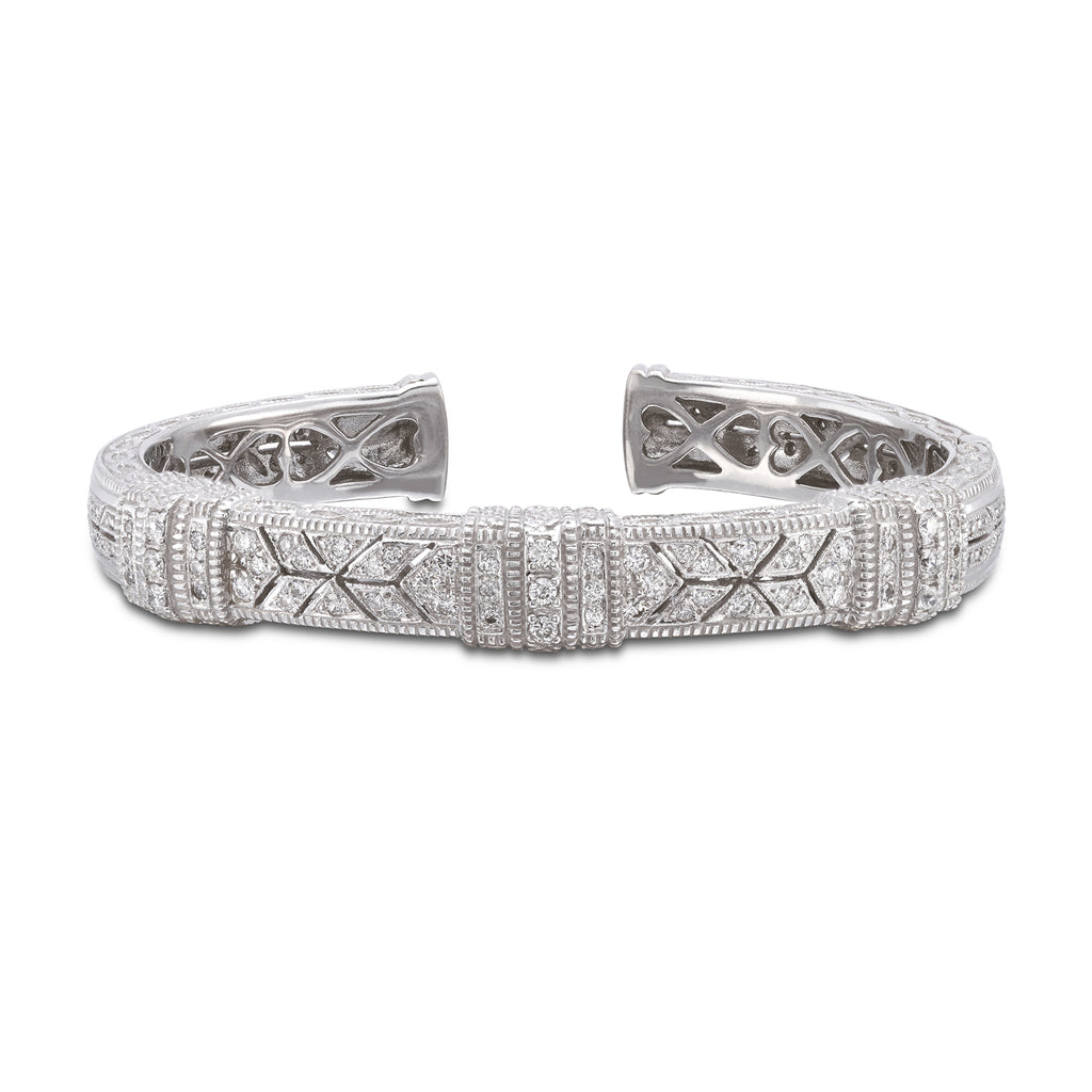 Judith Ripka Diamond and 18k White Gold Cuff Bangle