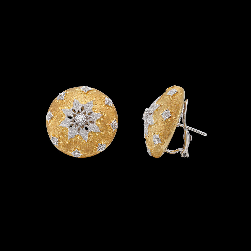 18k Two Tone and Diamond Earrings