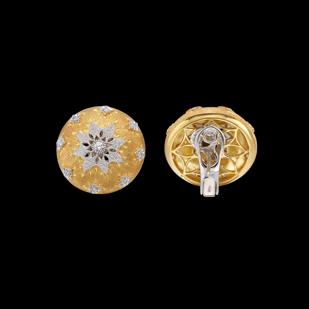 18k Two Tone and Diamond Earrings