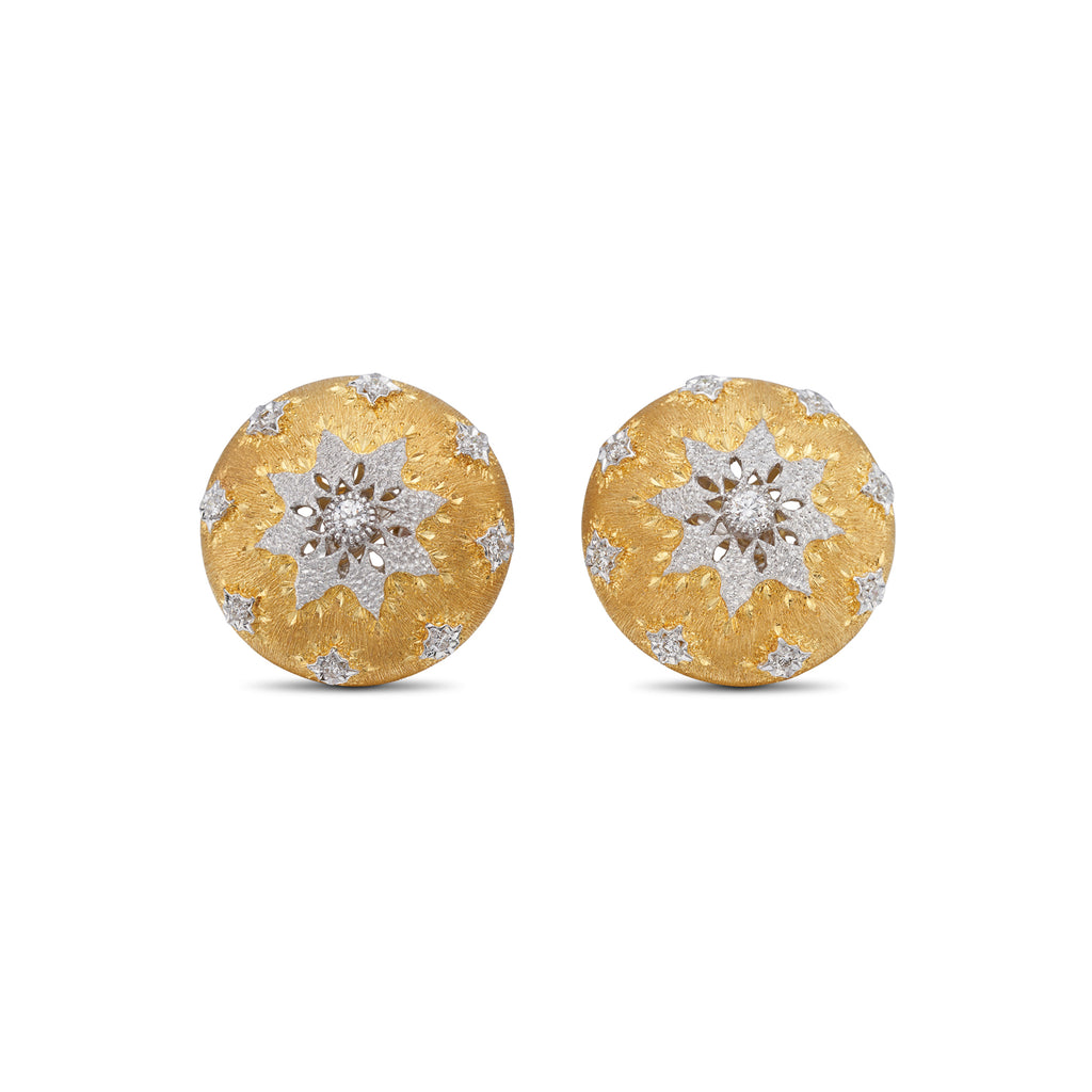 18k Two Tone and Diamond Earrings