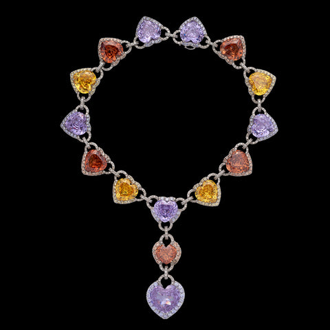 Andreoli 18k White Gold, Synthetic Stone and Diamond Necklace