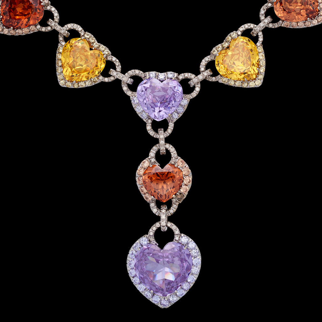 Andreoli 18k White Gold, Synthetic Stone and Diamond Necklace