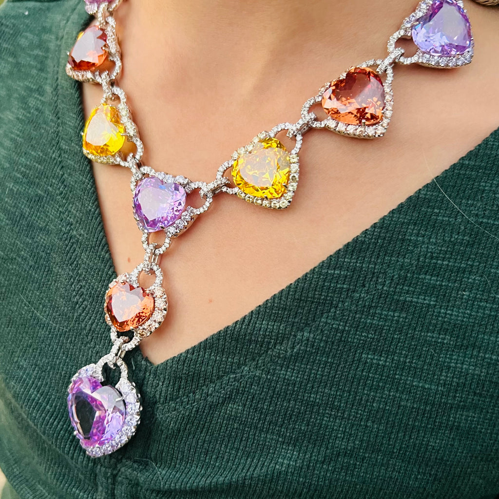 Andreoli 18k White Gold, Synthetic Stone and Diamond Necklace