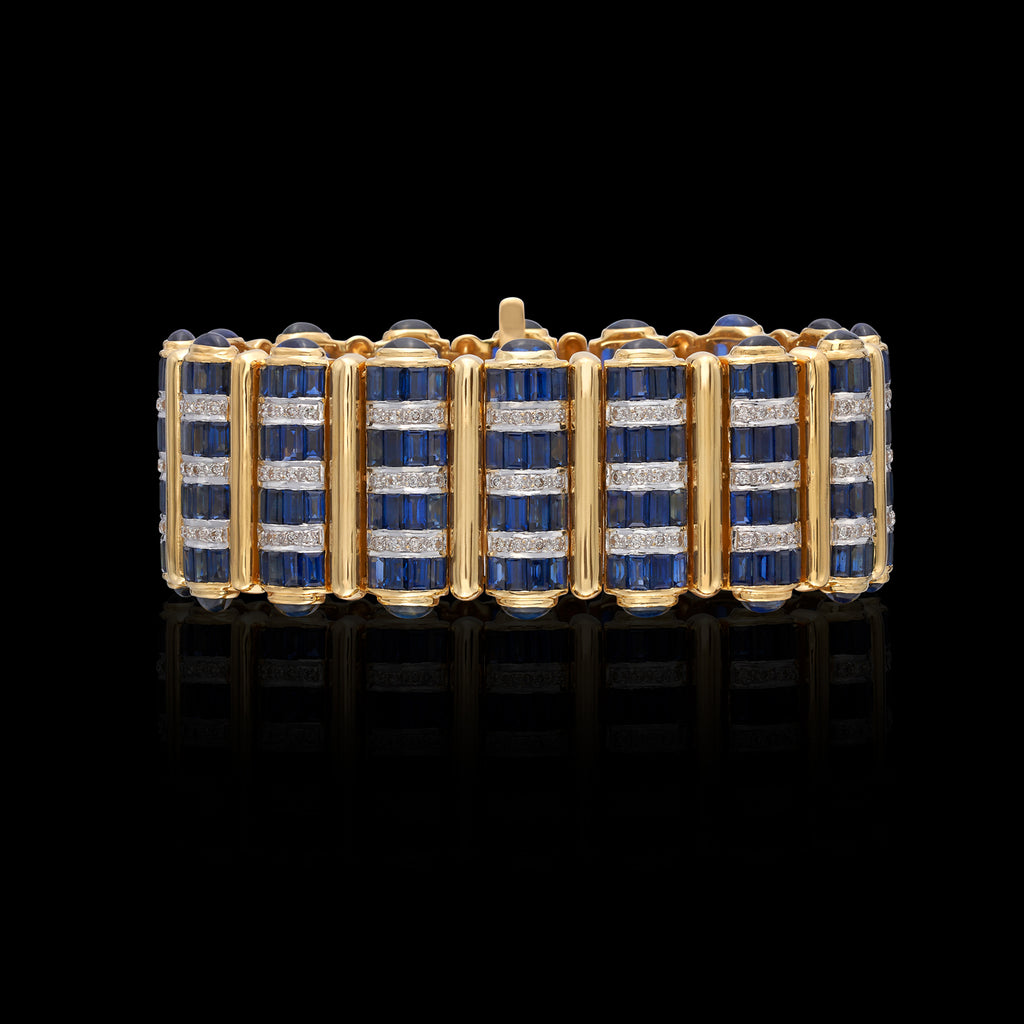 18k Yellow Gold, Sapphire & Diamond Bracelet