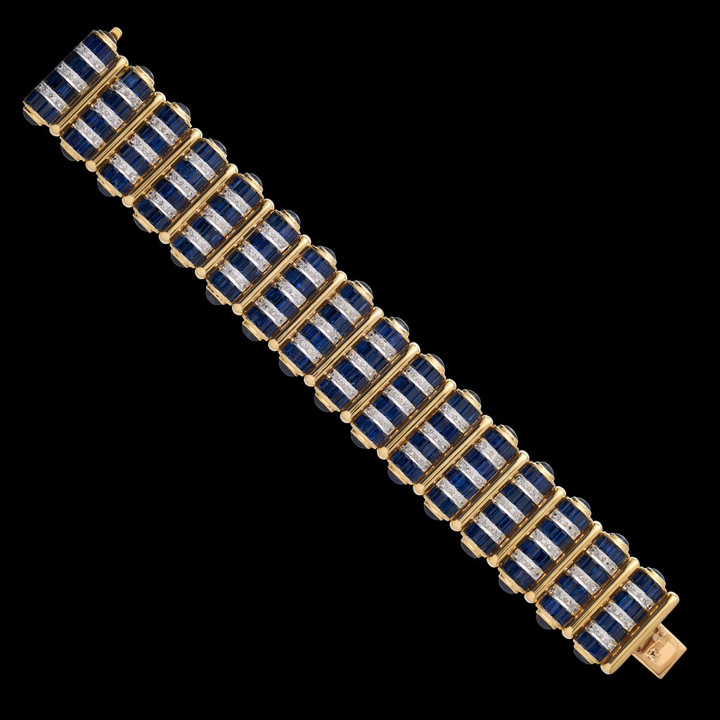 18k Yellow Gold, Sapphire & Diamond Bracelet