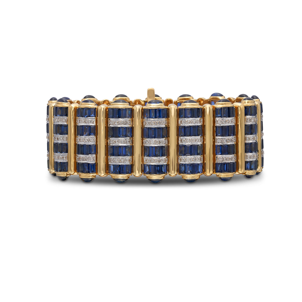 18k Yellow Gold, Sapphire & Diamond Bracelet
