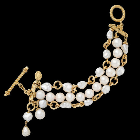 18k Yellow Gold & Pearl Bracelet
