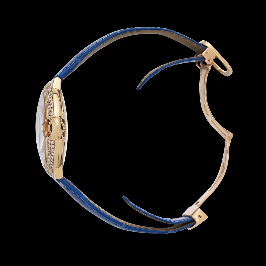 Cartier 18k Yellow Gold & Diamond Ballon Blue Wristwatch