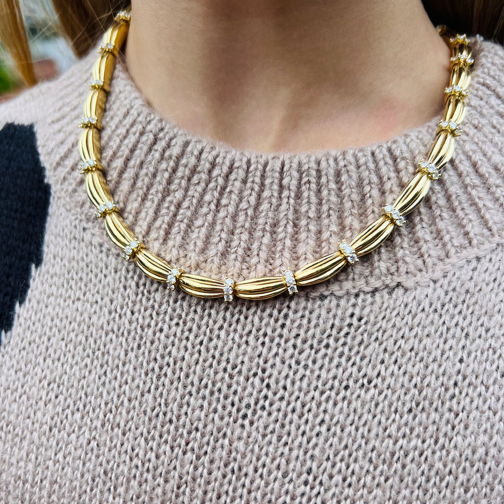 Tiffany & Co. 18k Gold Diamond Necklace & Bracelet Set
