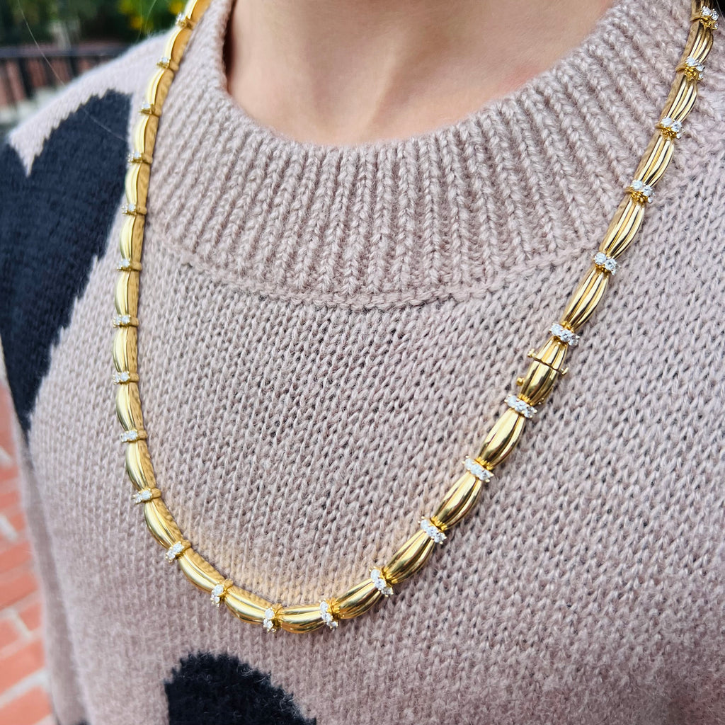 Tiffany & Co. 18k Gold Diamond Necklace & Bracelet Set