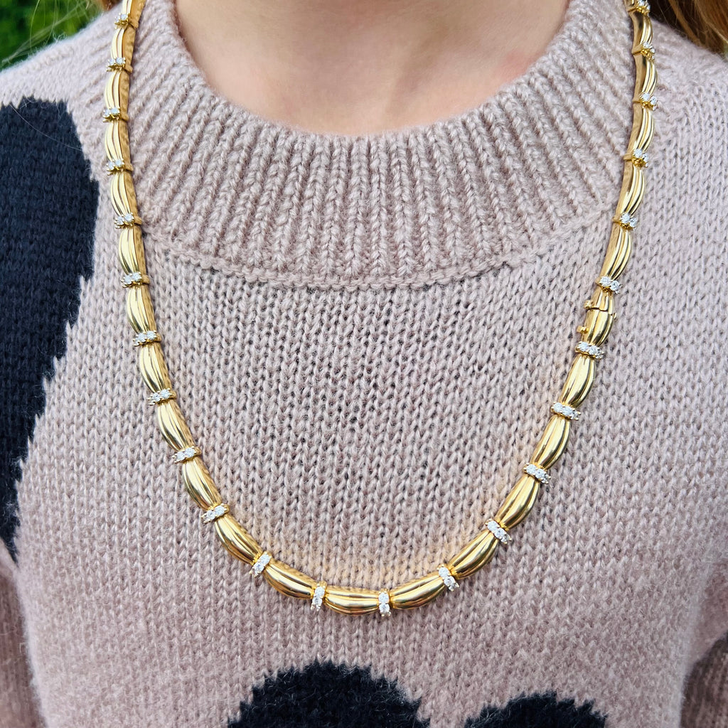 Tiffany & Co. 18k Gold Diamond Necklace & Bracelet Set