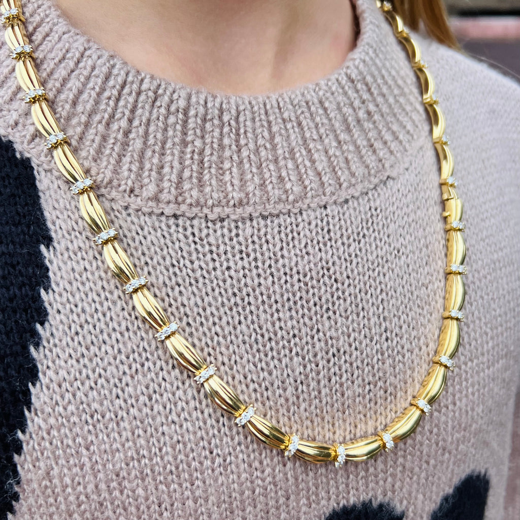 Tiffany & Co. 18k Gold Diamond Necklace & Bracelet Set