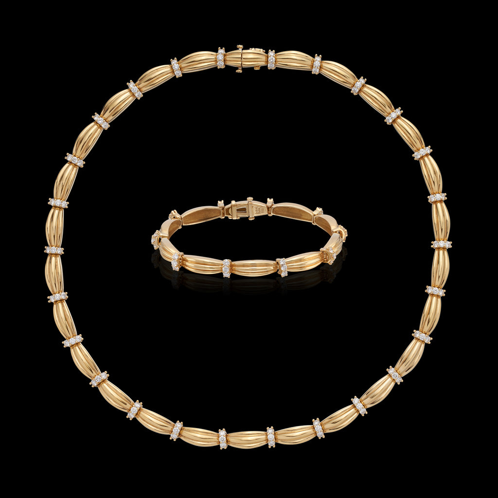 Tiffany & Co. 18k Gold Diamond Necklace & Bracelet Set