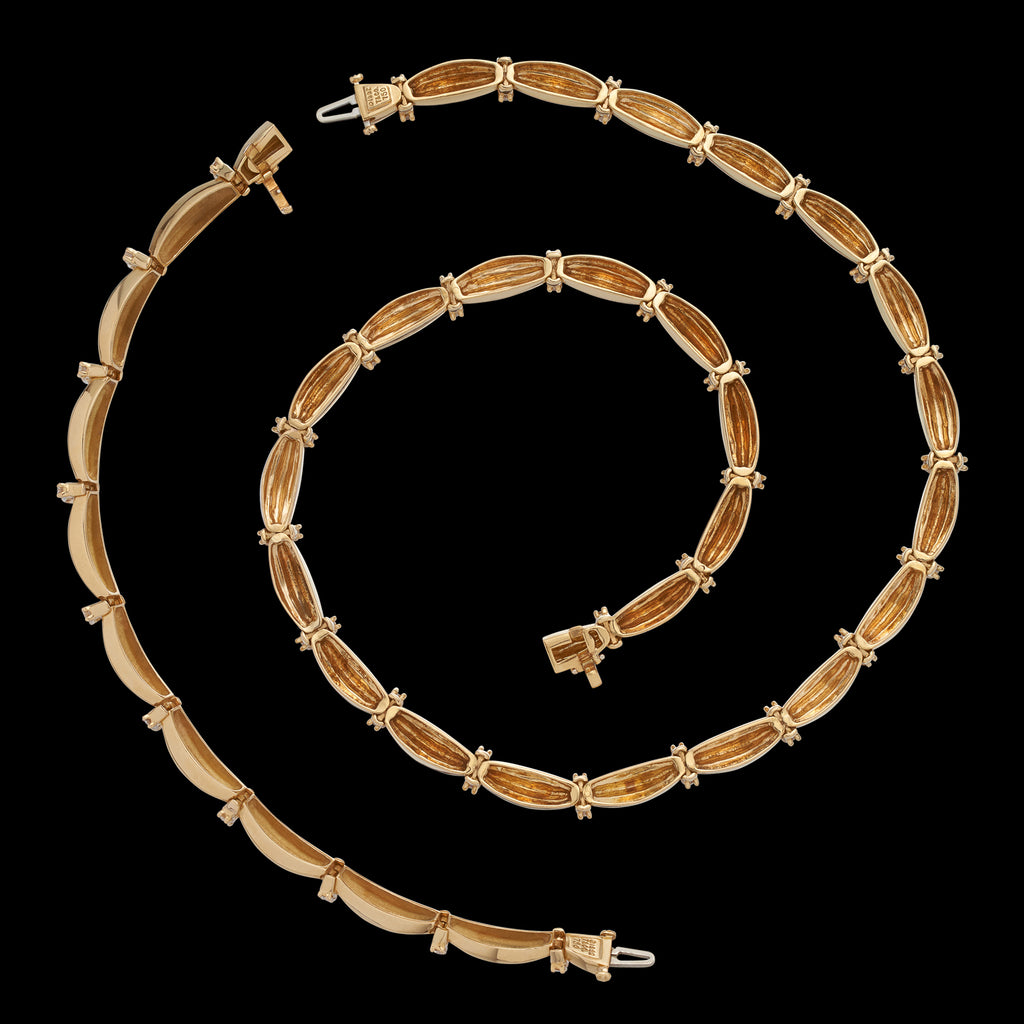 Tiffany & Co. 18k Gold Diamond Necklace & Bracelet Set