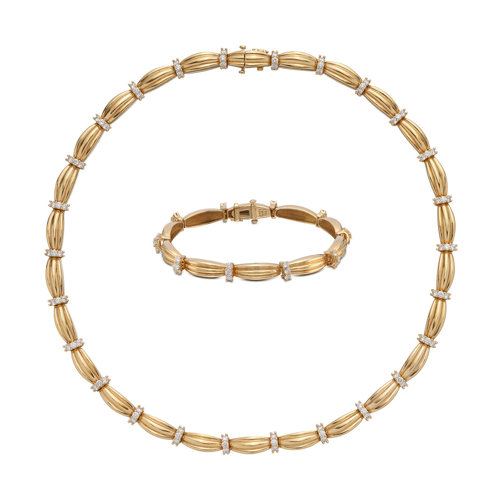 Tiffany & Co. 18k Gold Diamond Necklace & Bracelet Set