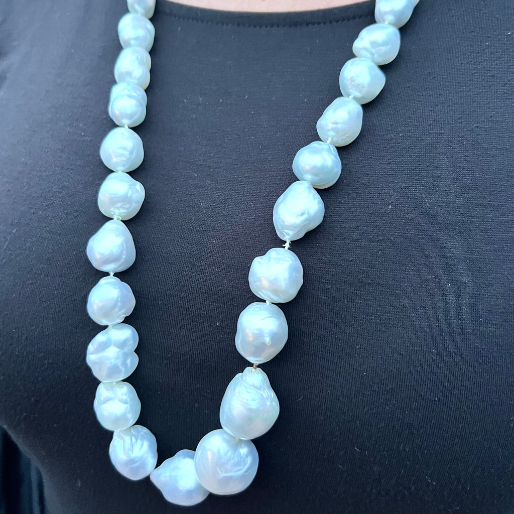Magnificent Baroque South Sea Cultured Pearl & Diamond Necklace