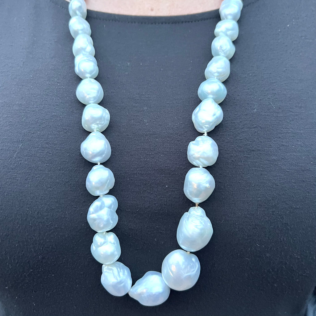 Magnificent Baroque South Sea Cultured Pearl & Diamond Necklace