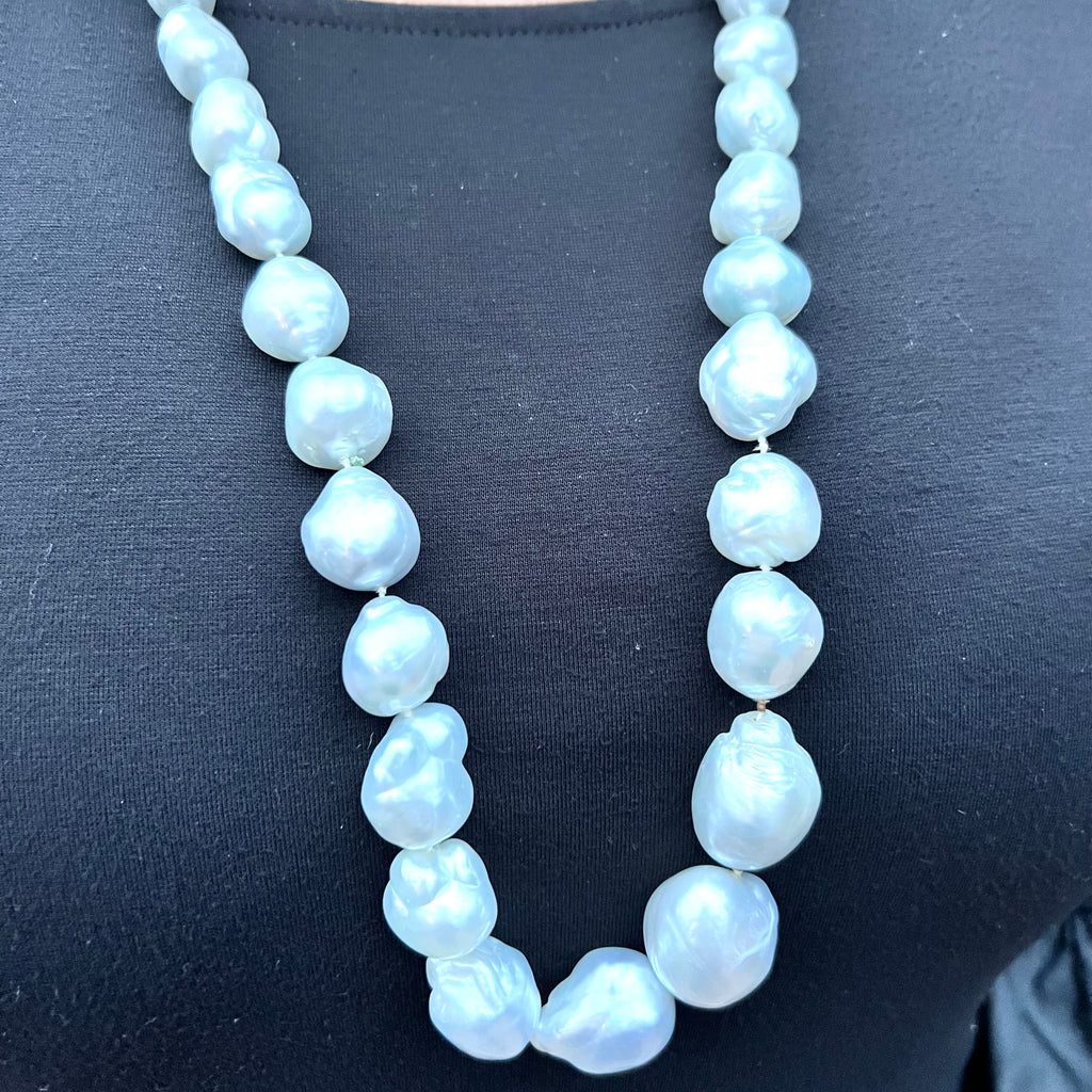 Magnificent Baroque South Sea Cultured Pearl & Diamond Necklace