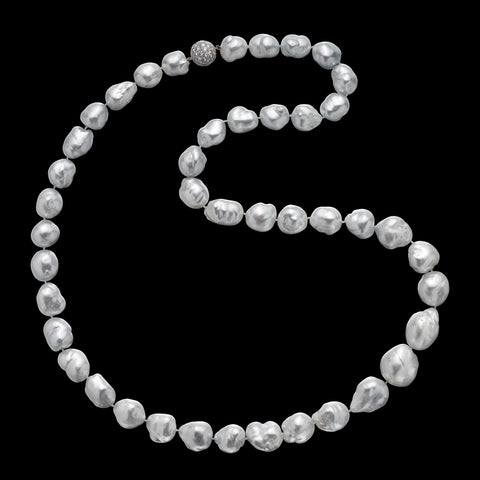 Magnificent Baroque South Sea Cultured Pearl & Diamond Necklace