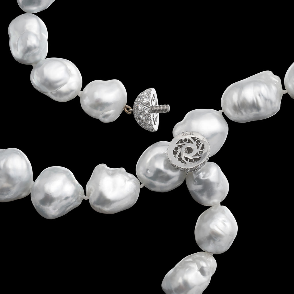 Magnificent Baroque South Sea Cultured Pearl & Diamond Necklace