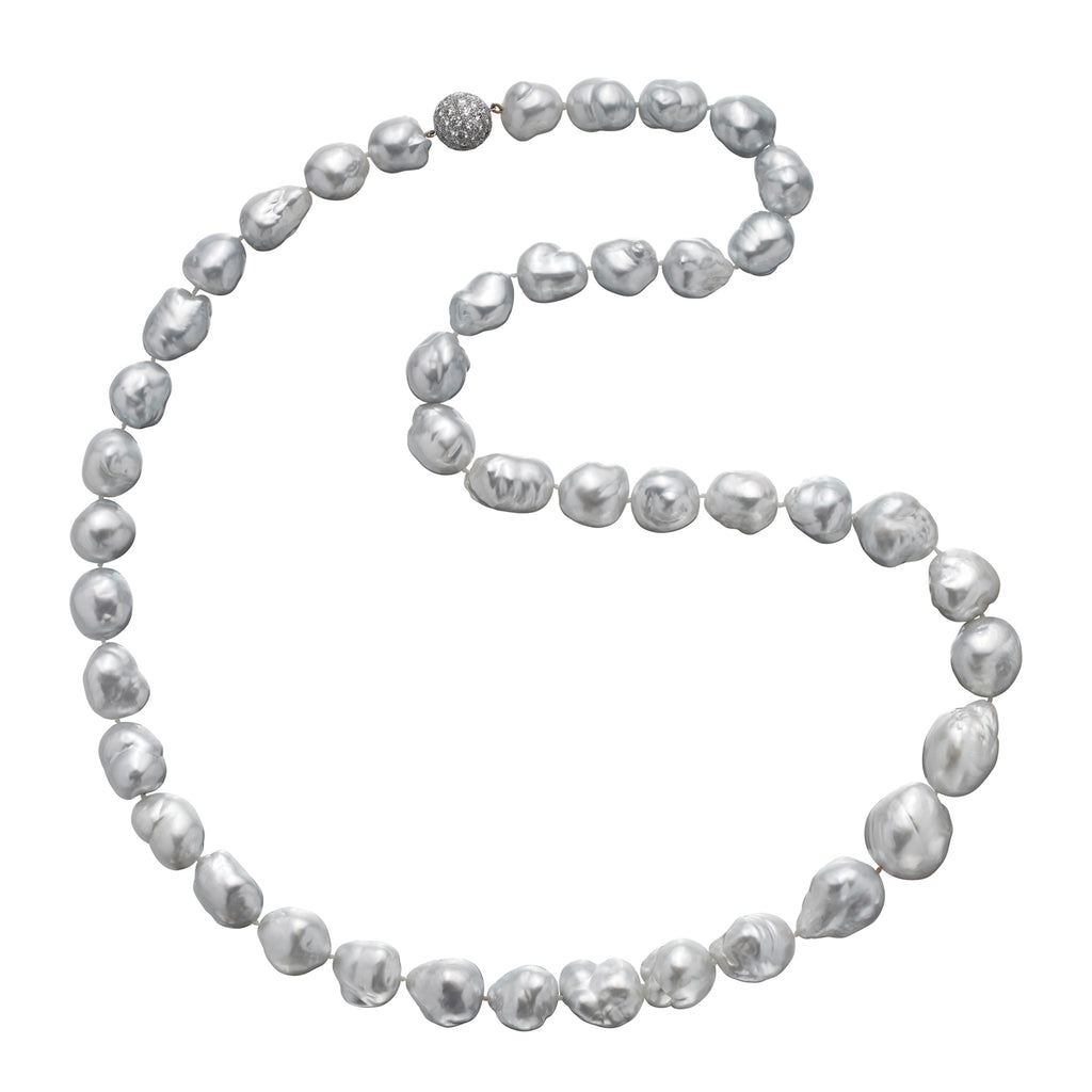Magnificent Baroque South Sea Cultured Pearl & Diamond Necklace